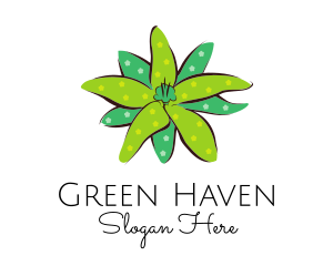 Green Flower Spots logo design