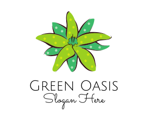 Green Flower Spots logo design