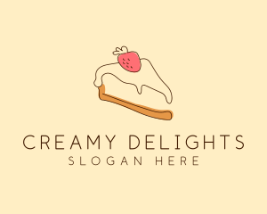 Strawberry Cheesecake Slice logo design