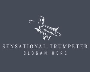 Trombone Musician Instrument logo design