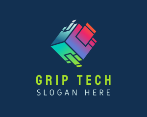 Gradient Tech Cube  logo design