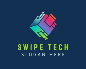 Gradient Tech Cube  logo design