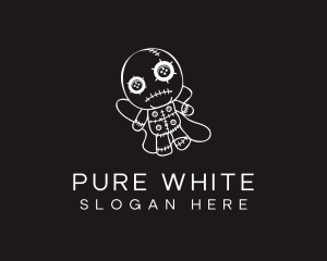 White Voodoo Halloween  logo design