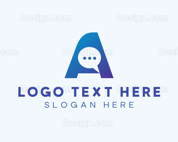 Blue Chat Letter A Logo