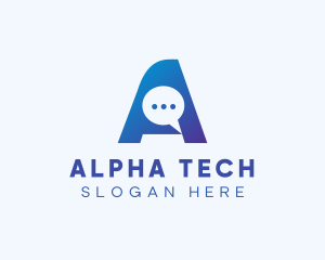 Blue Chat Letter A logo design