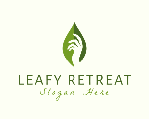 Hand Herbal Leaf logo design