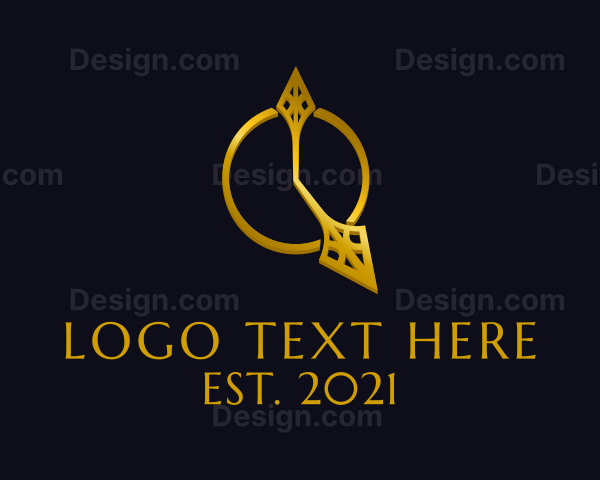 Fancy Golden Clock Hand Logo