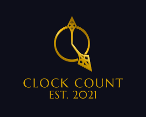 Fancy Golden Clock Hand  logo design