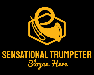 Gold Trumpet Silhouette logo design