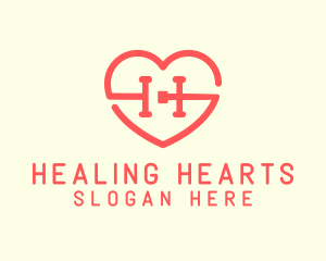 Red Heart Letter H logo design