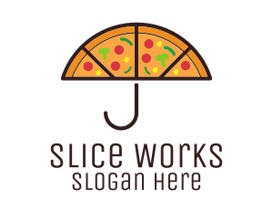 Umbrella Pizza Slices logo design