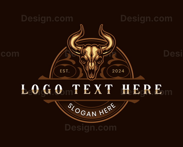 Elegant Bull Skull Logo