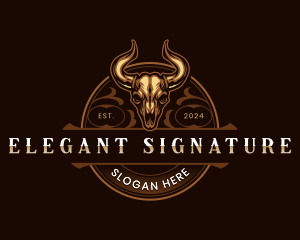 Elegant Bull Skull logo design