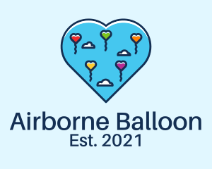 Heart Flying Balloon logo design