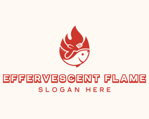 Flame Roasted Fish logo design