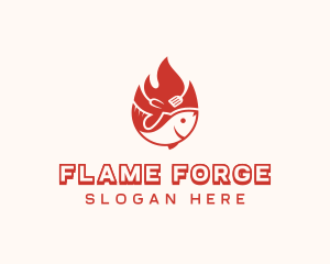 Flame Roasted Fish logo design