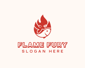 Flame Roasted Fish logo design