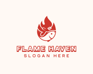 Flame Roasted Fish logo design