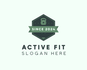 Kettlebell Fitness Badge logo design