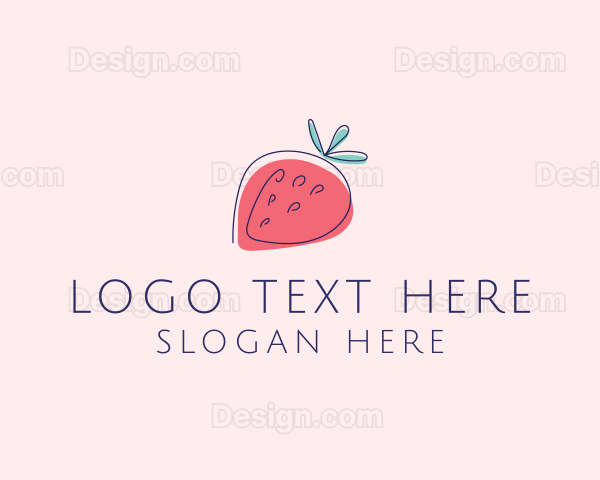 Fruit Strawberry Monoline Logo