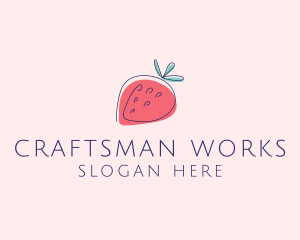 Fruit Strawberry Monoline logo design