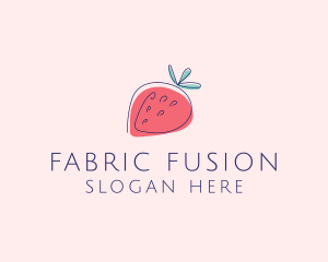 Fruit Strawberry Monoline logo design