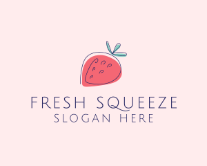 Fruit Strawberry Monoline logo design