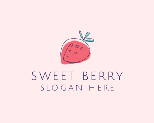 Fruit Strawberry Monoline logo
