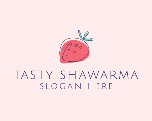 Fruit Strawberry Monoline logo design