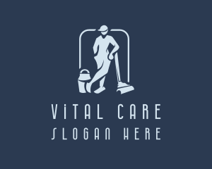 Vacuum Cleaning Man Logo