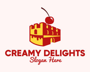 Waffle Cherry Castle Cake logo design