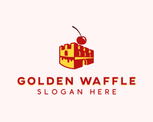 Waffle Cherry Castle Cake logo design