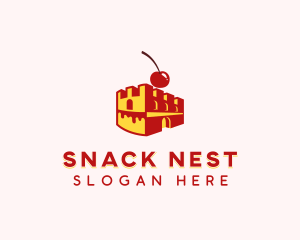 Waffle Cherry Castle Cake logo design