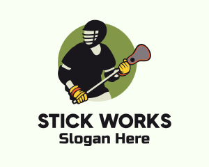 Lacrosse Player Badge logo design