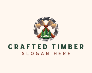 Saw Blade Axe Lumberjack logo design