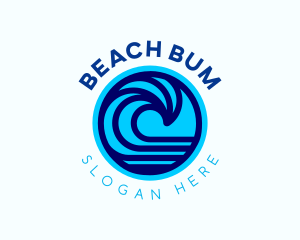 Surfing Beach Wave logo design