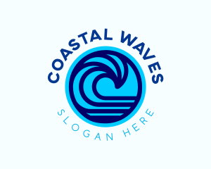 Surfing Beach Wave logo design