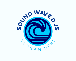 Surfing Beach Wave logo design