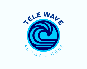 Surfing Beach Wave logo design