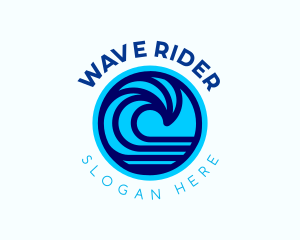 Surfing Beach Wave logo design