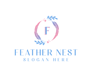 Nature Feather Wreath logo design