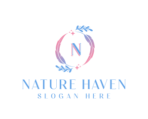 Nature Feather Wreath logo design