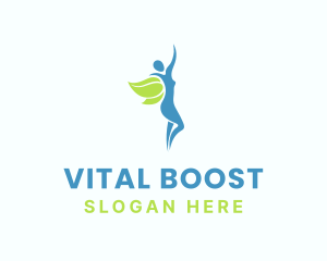 Healthy Woman Leaf Wings logo design