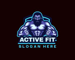 Muscle Bodybuilder Titan Fitness logo design