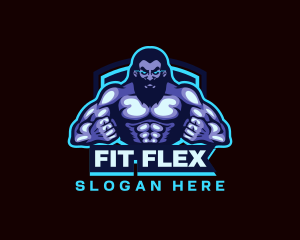 Muscle Bodybuilder Titan Fitness logo design