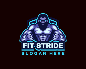 Muscle Bodybuilder Titan Fitness logo design