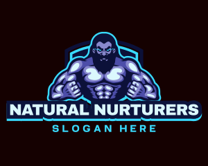 Muscle Bodybuilder Titan Fitness logo design