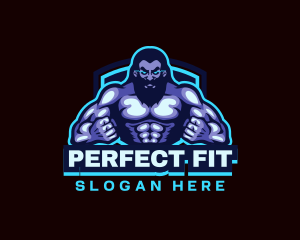 Muscle Bodybuilder Titan Fitness logo design