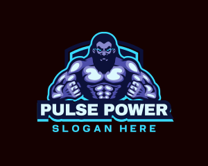 Muscle Bodybuilder Titan Fitness logo design