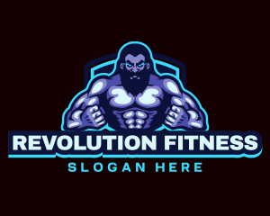 Muscle Bodybuilder Titan Fitness logo design